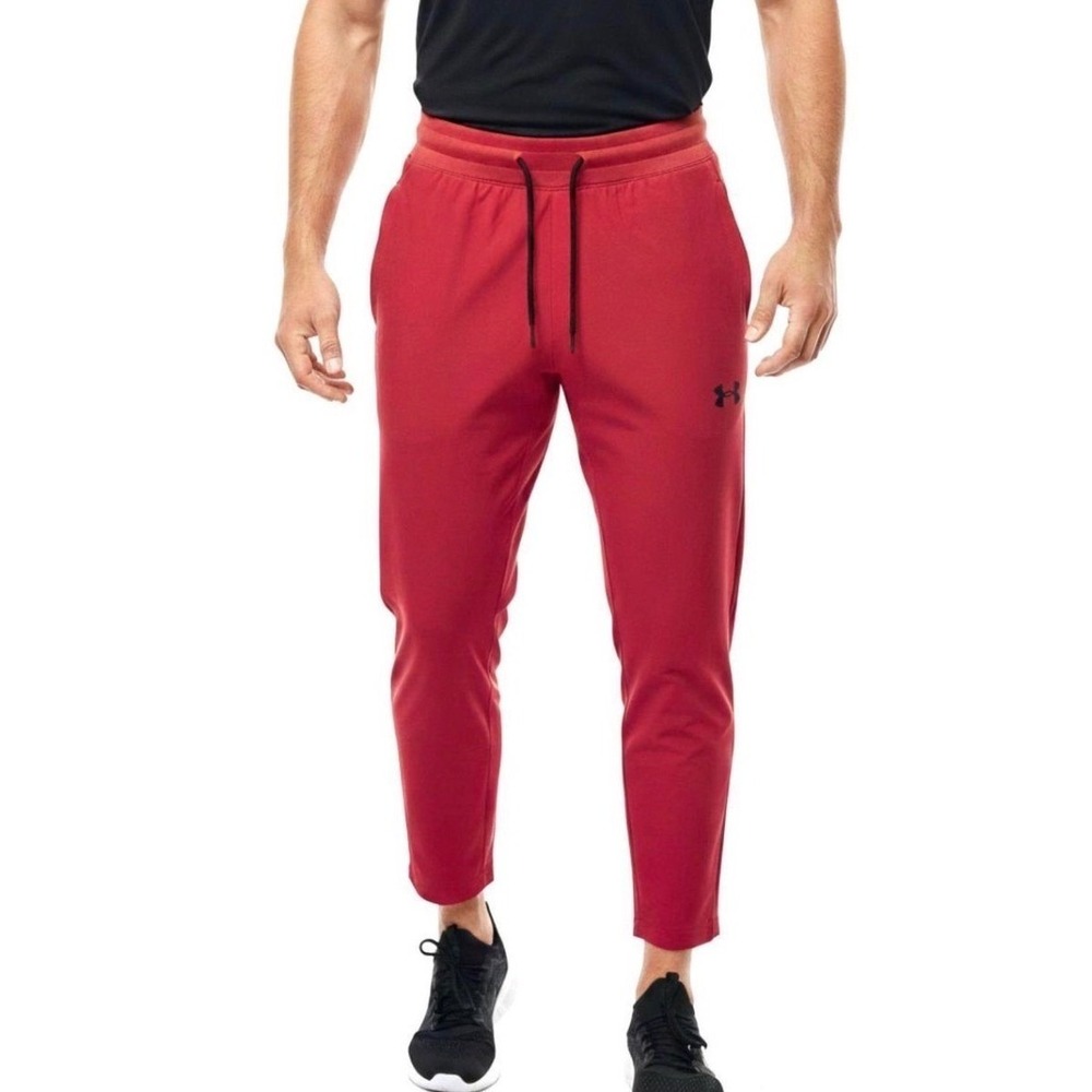 Under Armour Men's XL Red Tapered Training Jogger Pants Zip Pockets
